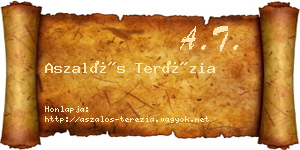 Aszalós Terézia névjegykártya